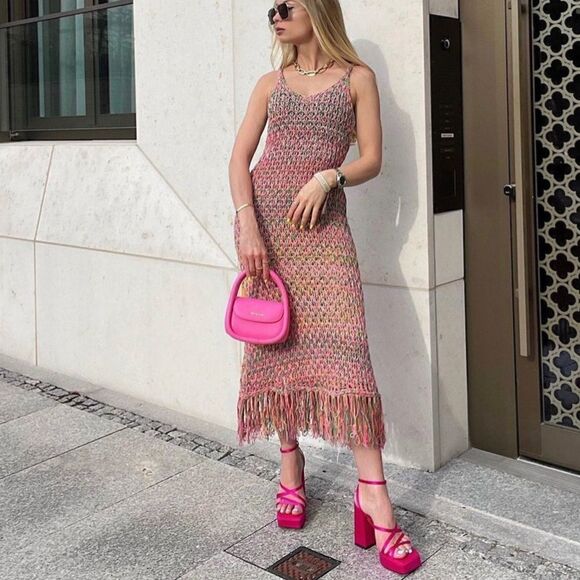 Zara Knit Fringe Dress New - Picture 5 of 6